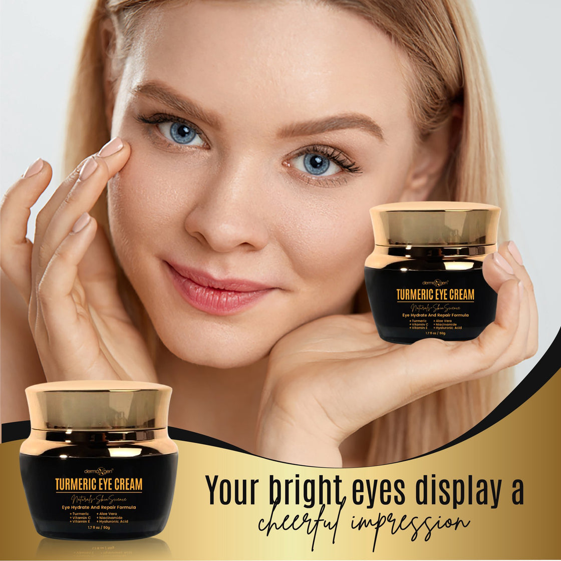 Dermaxgen Turmeric + Vitamin C Eye Cream - Booster Anti Aging Eye Cream - Hydrating & Moisturizing Eye Cream for Dark Circles & Puffiness, Visible Results Under Eye Cream Reduces Eye Bags & Fine Lines