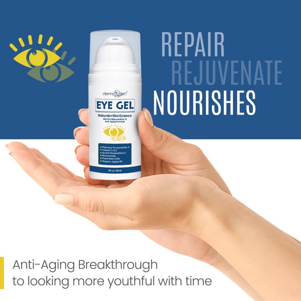 EYE BAG REMOVER + PUFFINESS GEL TREATMENT with Matrixyl 3000 + Plant Stem cells + Peptides + Hyaluronic Acid + Jojoba Oil + Niacinamide+ Vitamin C + Vitamin E, Firming Eye Gel. Pure Organic -1 FL OZ.