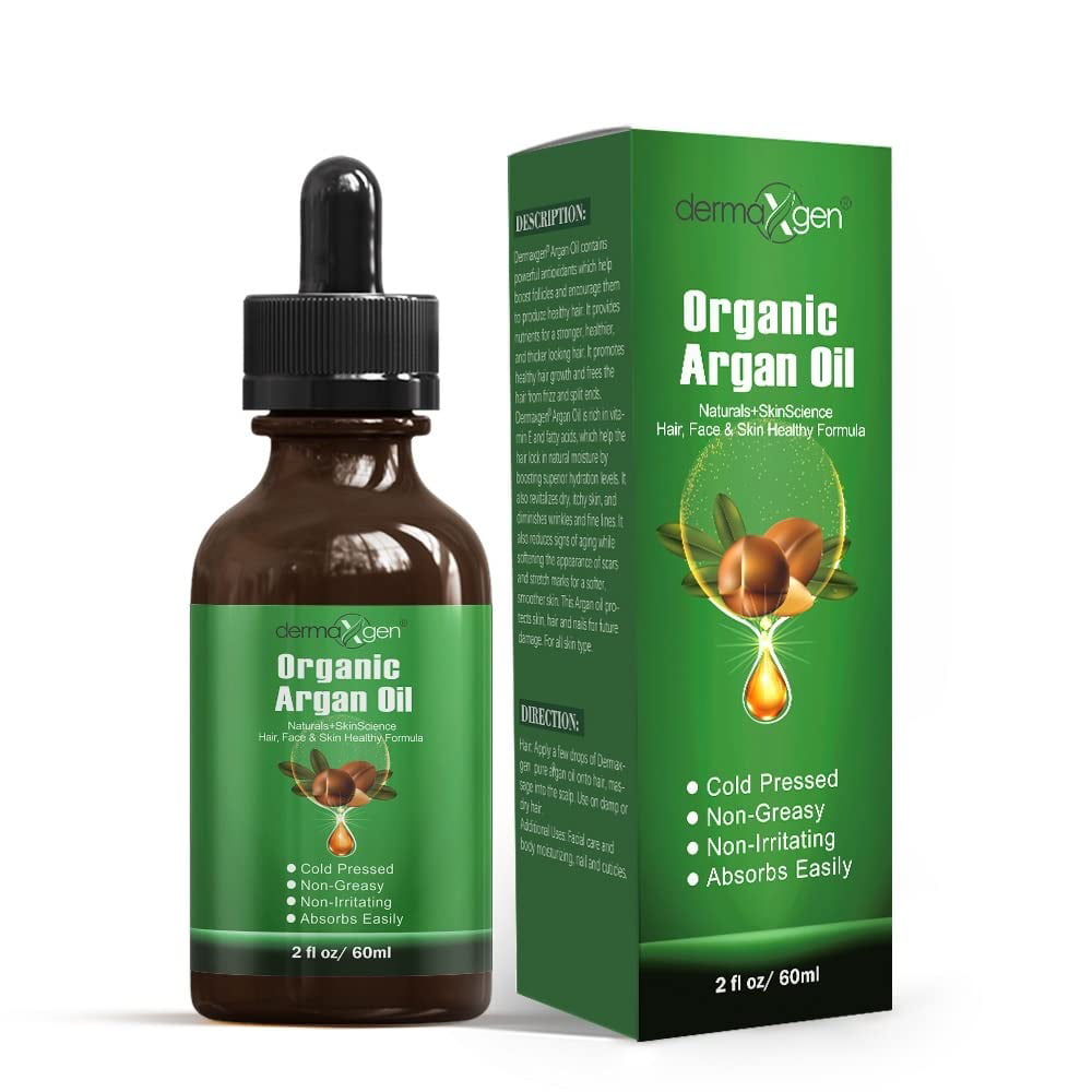 Argan Oil -100% Organic & Cold Pressed Moroccan Oil - Anti-Aging Moisturizing Treatment for Face, Hair, Skin & Nails-Stimulate Growth for Dry, Damaged Hair, Skin Moisturizer, Nails Protector 4 FL OZ