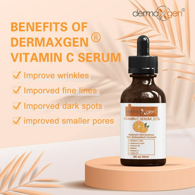 Pure Vitamin C 20% Anti Aging Serum, Hyaluronic Acid, Vitamin A and Vitamin E Anti wrinkle rejuvenator- 2 fl oz