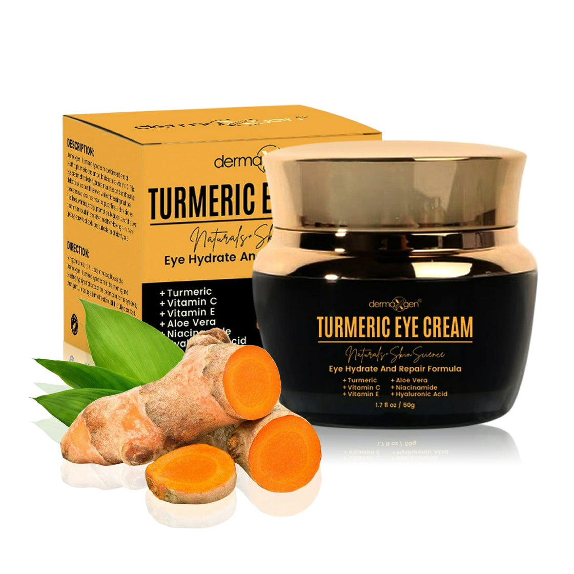 Dermaxgen Turmeric + Vitamin C Eye Cream - Booster Anti Aging Eye Cream - Hydrating & Moisturizing Eye Cream for Dark Circles & Puffiness, Visible Results Under Eye Cream Reduces Eye Bags & Fine Lines
