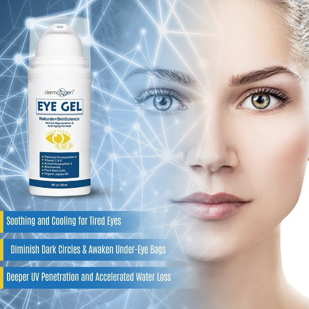 EYE BAG REMOVER + PUFFINESS GEL TREATMENT with Matrixyl 3000 + Plant Stem cells + Peptides + Hyaluronic Acid + Jojoba Oil + Niacinamide+ Vitamin C + Vitamin E, Firming Eye Gel. Pure Organic -1 FL OZ.