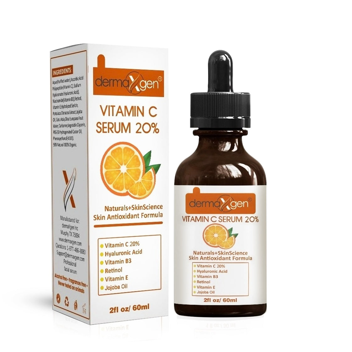 Pure Vitamin C 20% Anti Aging Serum, Hyaluronic Acid, Vitamin A and Vitamin E Anti wrinkle rejuvenator- 2 fl oz