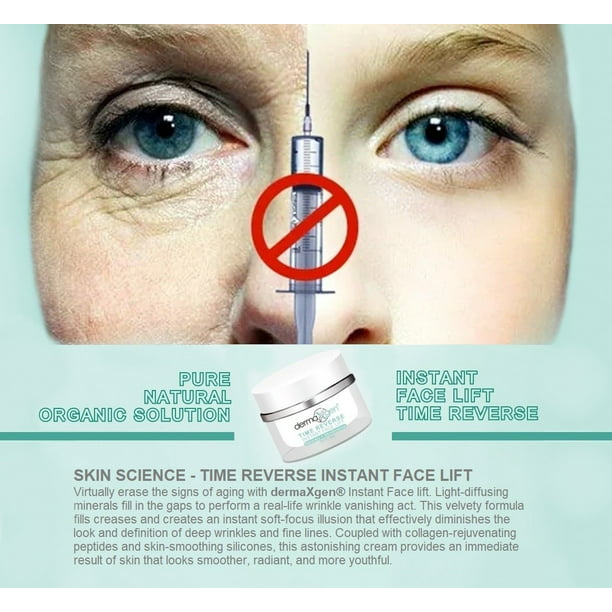 TIME REVERSE INSTANT FACE LIFT + PURE ORGANIC Powerful Triple Combination Cream/Reduce Sun Spots, Facial AGED Wrinkles