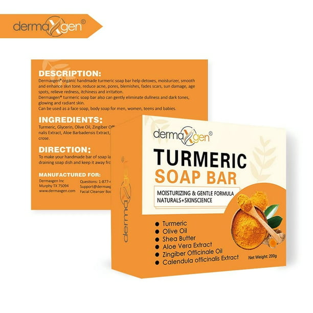 Organic TURMERIC Soap Bar | Pure Natural Handcrafted Skincare, Face & Body Cleanser | Blemish Control, Reduce Acne, Radiant Skin, Evens Tone, Fades Scars, Sun Damage, Age Spots - 7 oz