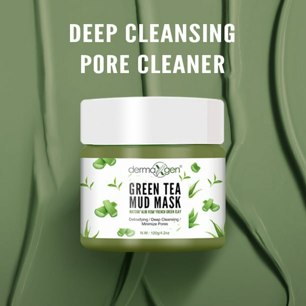 Green Tea Mud Mask - Matcha Powder, Aloe Vera, Kaolin and Bentonite Clay for Hydrating / Detoxifying / Deep Cleansing / Minimize Pores / Healing, Relaxing and Anti-wrinkle Organic Facial Mask