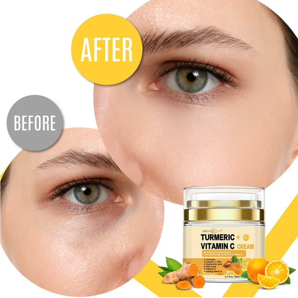 30% Vitamin C With Turmeric Glow Boosting Moisturizing, Skin Repairing & Hydrating Cream for Face, Neck, Decollete - Organic Ingredients Anti-Aging Facial Cream - 1.7 FL OZ.