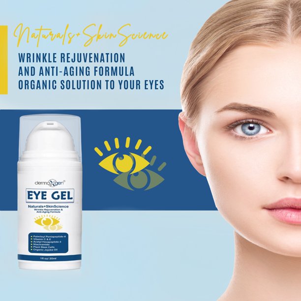 EYE BAG REMOVER, PUFFINESS, Wrinkles, Fine Lines, Dark Circles, 100% ORGANIC Ingredients, With Matrixyl 3000, Hyaluronic Acid, Jojoba Oil, Plant Stem cells and More, Firming Eye Gel - 1 FL OZ.