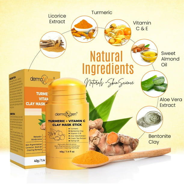 Turmeric Mask Stick, Detox Clay Face Mask, Reduce Acne and Scars Mask, Boosts Circulation, Skin Brightening Mask Stick, Deep Clean Pore - Set of 3