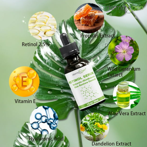 Pure Retinol (Vitamin A)2.5% + Hyaluronic Acid + Aloe Vera - Facial Wrinkle Serum