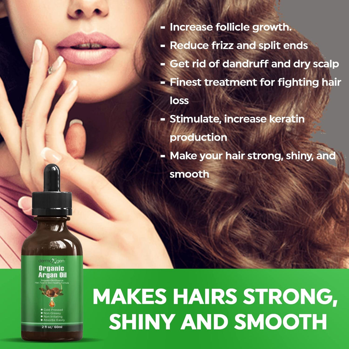 Argan Oil -100% Organic & Cold Pressed Moroccan Oil - Anti-Aging Moisturizing Treatment for Face, Hair, Skin & Nails-Stimulate Growth for Dry, Damaged Hair, Skin Moisturizer, Nails Protector 4 FL OZ
