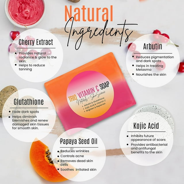 Dermaxgen Organic Vitamin C Soap Bar | Arbutin, Glutathione, Kojic acid & Vitamin C | Advanced Glowing formula, Replenish & Radiant Skin | Pure Natural Handcrafted Face & Body Cleanser- 5 OZ (Pack 6))