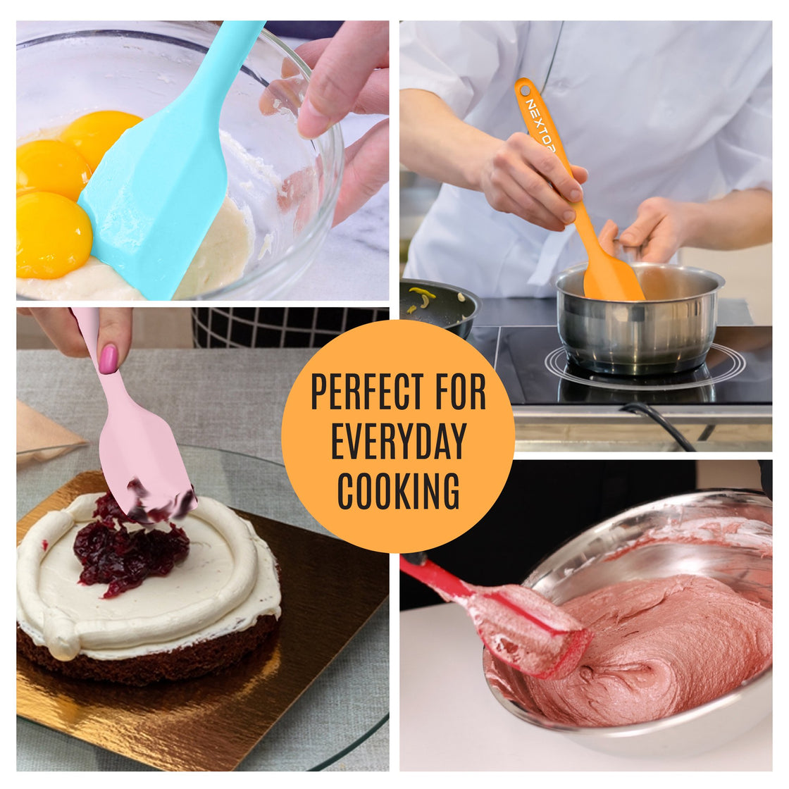 Silicone Spatula 8.3 inch 8 Piece Set, Heat-Resistant Non-stick Rubber Spatulas Heat Resistant Seamless One Piece Design Non-Stick Flexible Scrapers Baking Mixing