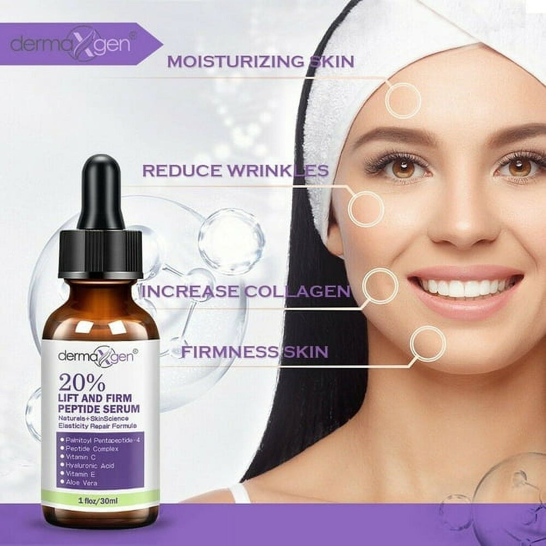 DERMAXGEN 20% Lift and Firm Serum Matrixyl 3000, Hyaluronic Acid Anti-Aging /Wrinkle Collagen - 1 Fl Oz