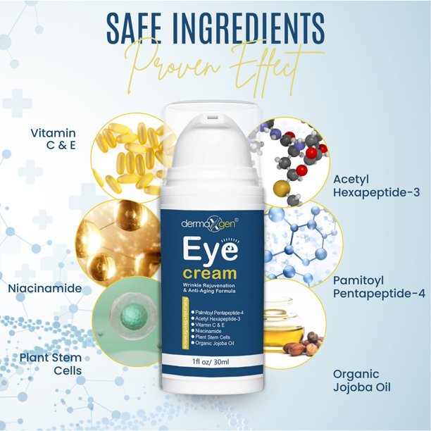 DERMAXGEN - Eye Cream Treatment for Dark Circles, Under Eyes to Smooth Fine Lines, Eliminate Dark Circles, and eye Bags, Moisturizing Eye Gel for Women's and Men.