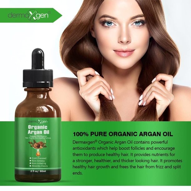 Argan Oil -100% Organic & Cold Pressed Moroccan Oil - Anti-Aging Moisturizing Treatment for Face, Hair, Skin & Nails-Stimulate Growth for Dry, Damaged Hair, Skin Moisturizer, Nails Protector 4 FL OZ