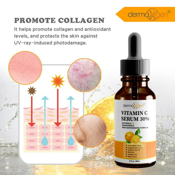PURE Vitamin C 30% + Retinol + Hyaluronic Acid + Aloe Vera + JOJOBA OI –  DERMAXGEN