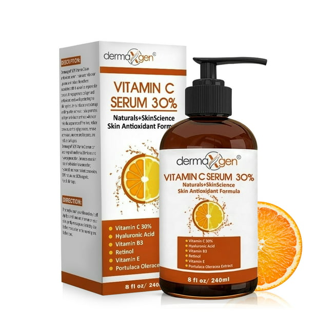 Dermaxgen 30% Vitamin C Face Serum (8 Fl Oz) Pure Organic Anti- Wrinkle + Hyaluronic Acid + Retinol + Vitamin E + Vitamin B, Facial Serum For Anti-aging, Wrinkles, And Fine Lines.