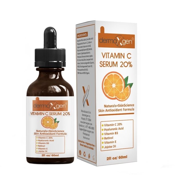 Pure Vitamin C 20% Anti Aging Serum, Hyaluronic Acid, Vitamin A and Vitamin E Anti wrinkle rejuvenator- 2 FL OZ