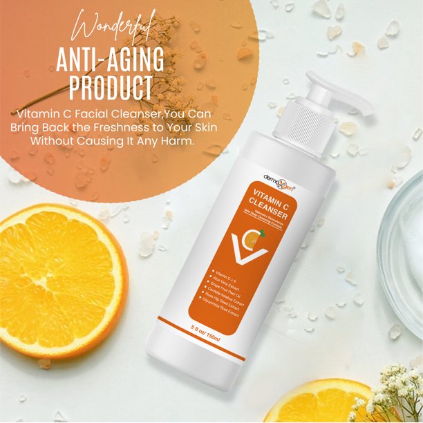Vitamin C Facial Cleanser - DEEP SKIN CLEANSING FORMULA - Anti Aging, Breakout & Blemish, Wrinkle Reducing - Clear Pores For OILY/NORMALSKIN Organic & Natural Ingredients