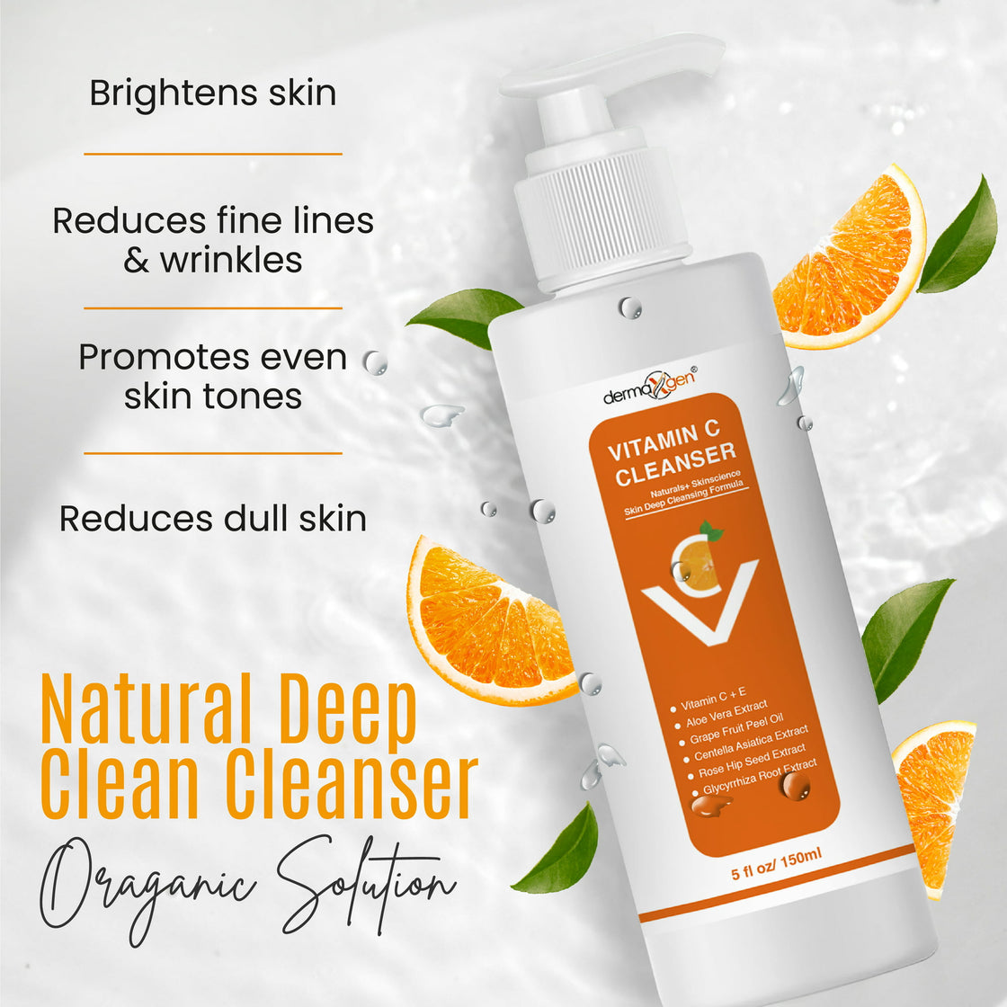 Dermaxgen Vitamin C Complete Facial Care Anti-Aging Set with Cleanser, Moisturizer and Serum for Wrinkles, and Dark Spots. Day & Night Skincare Gift Set