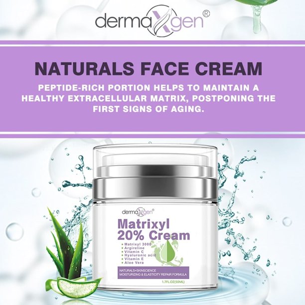 Dermaxgen 20% MATRIXYL 3000 + Peptide Complex+ Retinol Acetate (Vitamin A) + Hyaluronic Acid + Vitamin - PURE ORGANIC Powerful Triple Combination Cream For Facial AGED Wrinkles - 1.7 FL OZ