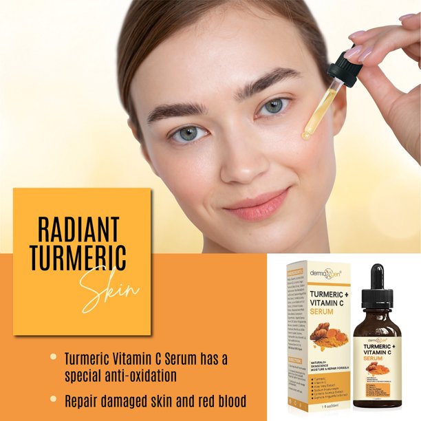Turmeric and Vitamin C Anti-Aging facial serum, PURE ORGANIC Reduce Wrinkles, Improve Blemishes and Acne, Skin firming and Intensive Moisturizing & hydrating Serum for all skin Types - 1 fl. oz.
