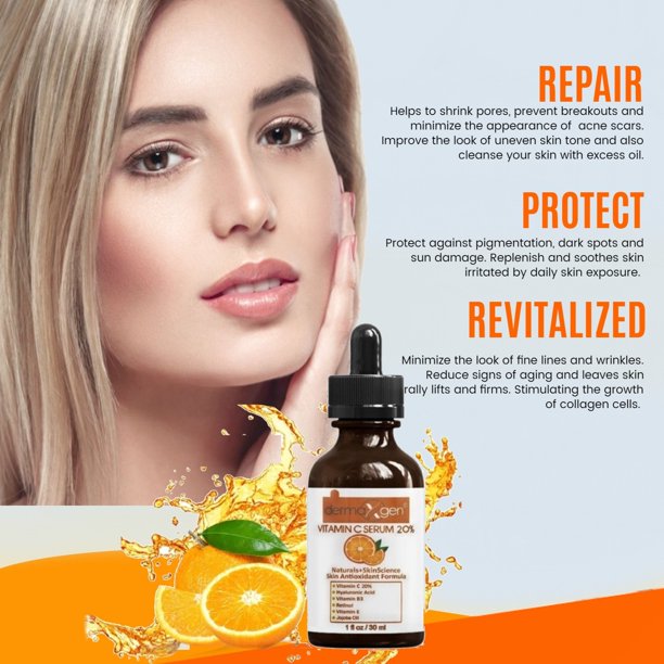 dermaXgen® PURE ORGANIC Vitamin C 20% + Retinol + Hyaluronic Acid ANTI-AGING SERUM - 1 FL OZ