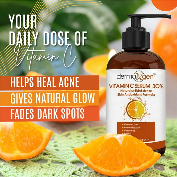 Pure Vitamin C 30% + VITAMIN B3+E+Hyaluronic Acid Antioxidant Serum 8 FL OZ.