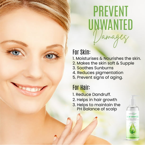 Aloe Vera Gel - 100% PURE ORGANIC Soothing Moisturizer, for Face , Hair and Body 250ml/16 Fl. Oz.