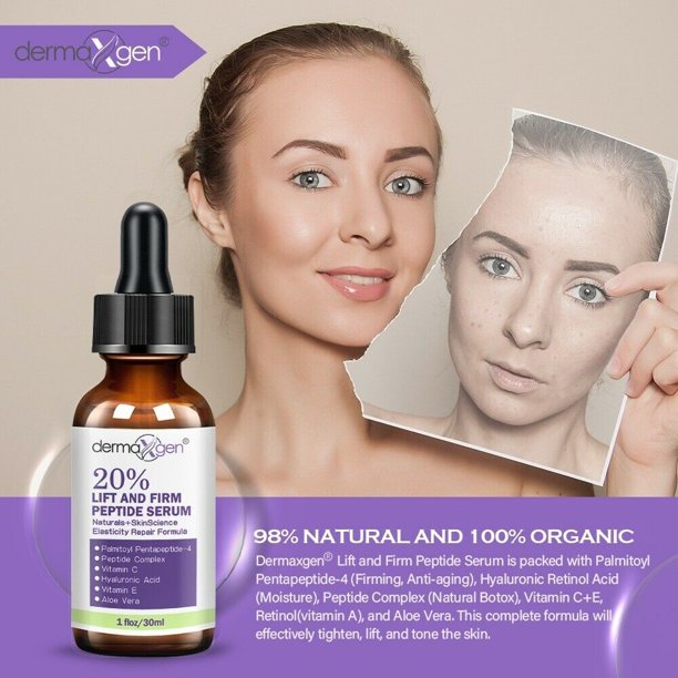DERMAXGEN 20% Lift and Firm Serum Matrixyl 3000, Hyaluronic Acid Anti-Aging /Wrinkle Collagen - 2 Fl Oz