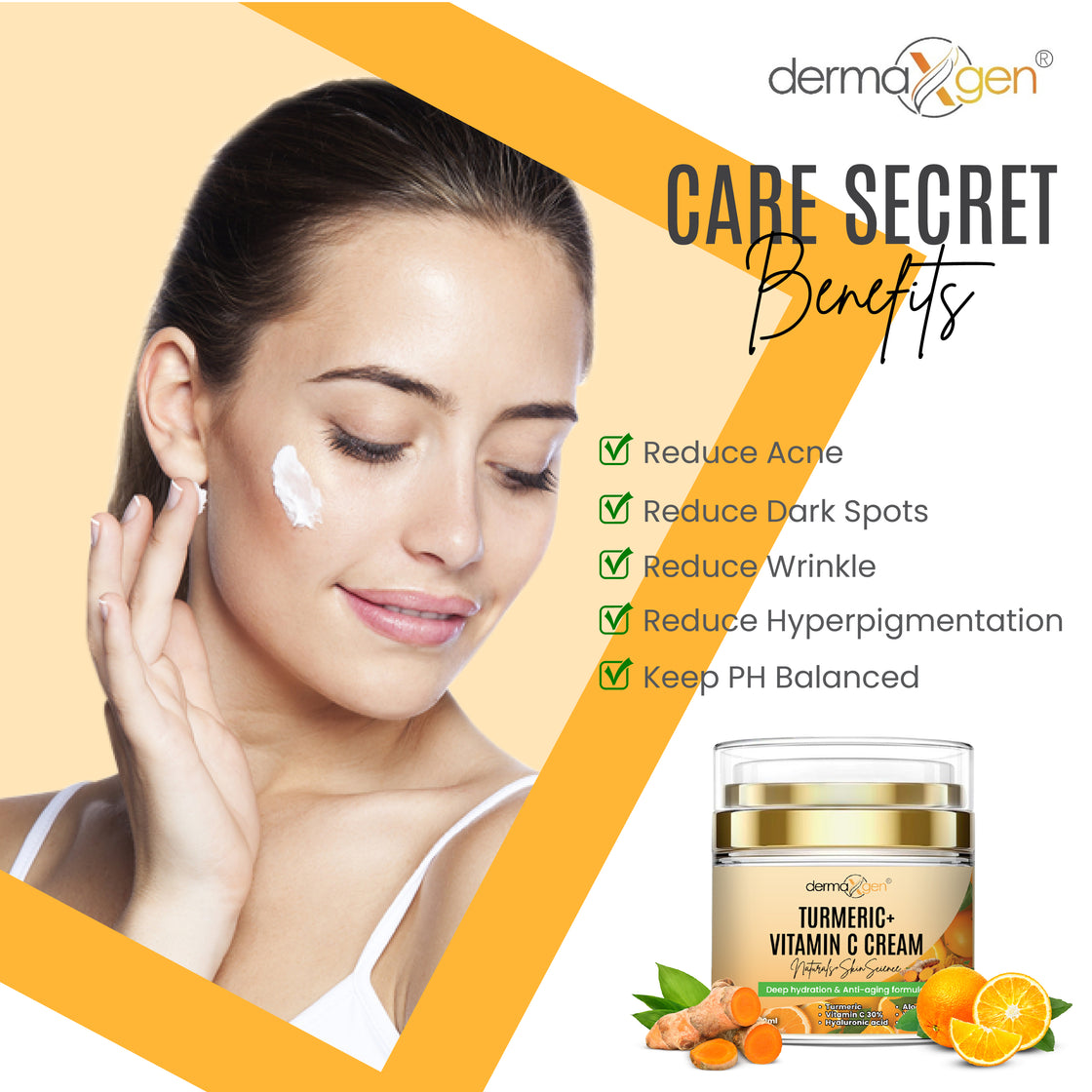 30% Vitamin C With Turmeric Glow Boosting Moisturizing, Skin Repairing & Hydrating Cream for Face, Neck, Decollete - Organic Ingredients Anti-Aging Facial Cream - 1.7 FL OZ.
